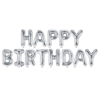Фольгированные шары буквы HAPPY BIRTHDAY, 35см, серебро