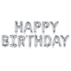 Фольговані кулі літери HAPPY BIRTHDAY, 35см, срібний