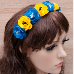 Український віночок на обідку 12200 з тичинками (синій з жовтим ) Український віночок на обідку 12200 з тичинками (синій з жовтим )