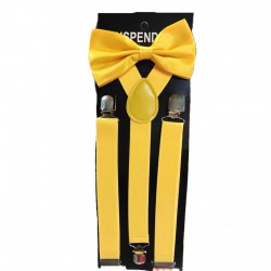 Підтяжки і метелик Y-подібні 2.5 см, 3 кліпси — жовті