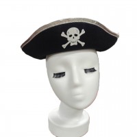 Капелюх дитячий Пірата фетр (чорний зі сріблом)