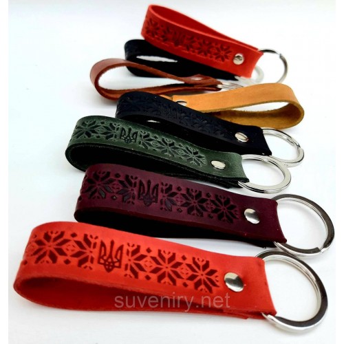 Сувенирные кожаные брелки на ключи с Гербом Украины, Унисекс (0851) - Автомобильный