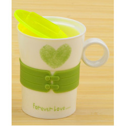 Чашка сердечко Forever Love зеленая (CYD050-1B)