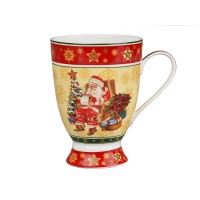 Кружка різдвяна колекція 300мл - малюнок Миколай червоний (986-021)