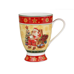 Кружка різдвяна колекція 300мл - малюнок Миколай червоний (986-021)
