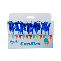 Свечи для торта Happy Birthday (синие)