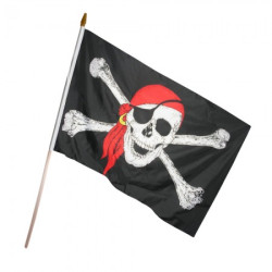 Пиратский Флаг 45х30см с деревянной ручкой