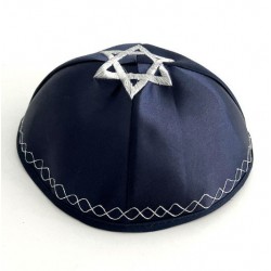 Кіпа синя (єрмалка) зі срібною вишивкою — купольний крій, 16 і 21 см Кіпа синя (єрмалка) зі срібною вишивкою — купольний крій, 16 і 21 см