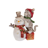Фігурка декоративна "Котик та сніговик" 10см 192-169
