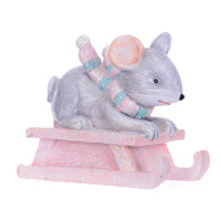 Фігурка декоративна "Мишка на санях" 7,5 х3, 5х5, 5см (упак = 6шт.) 192-012