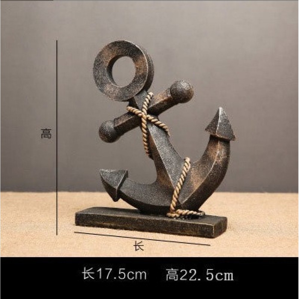 Декоративна статуетка якір бронзова, бронзовий, 17,5 см × 22,5 см, смола