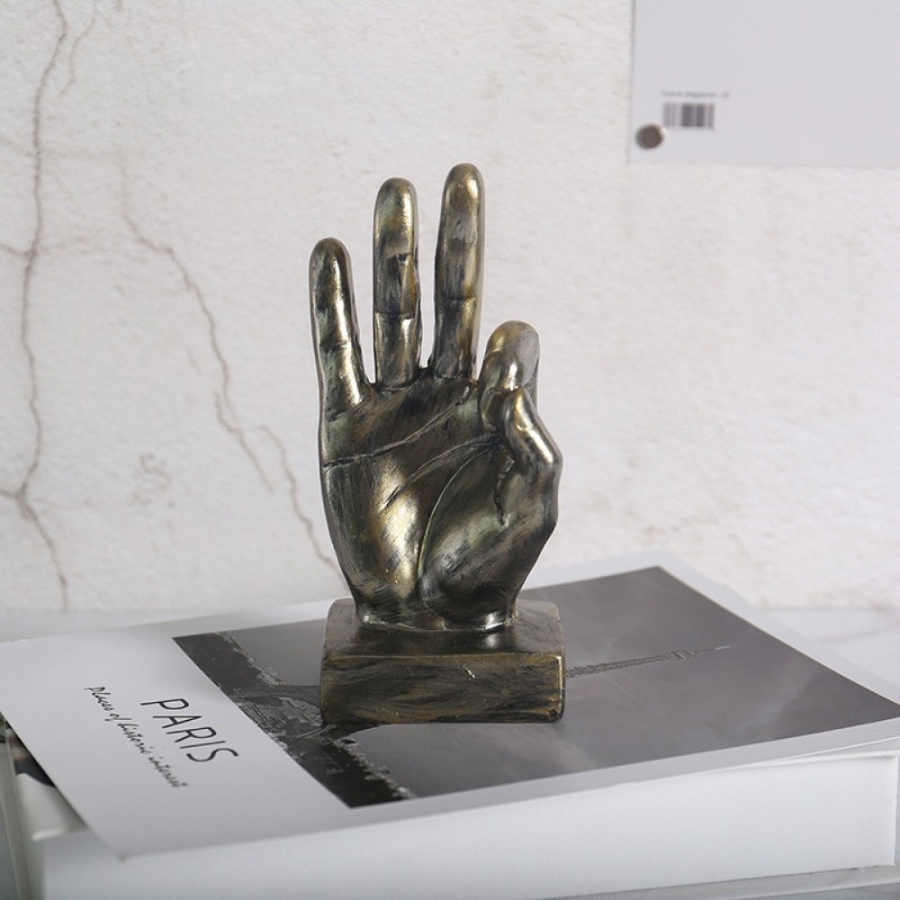 Статуетка жесту «ок» мідна для дому, мідний, 8 × 6 × 17 см, синтетична смола