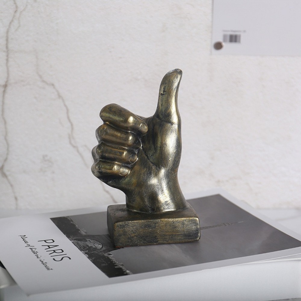 Статуетка жесту «палець вгору» мідна для дому, мідний, 9,5 × 6 × 15,5 см