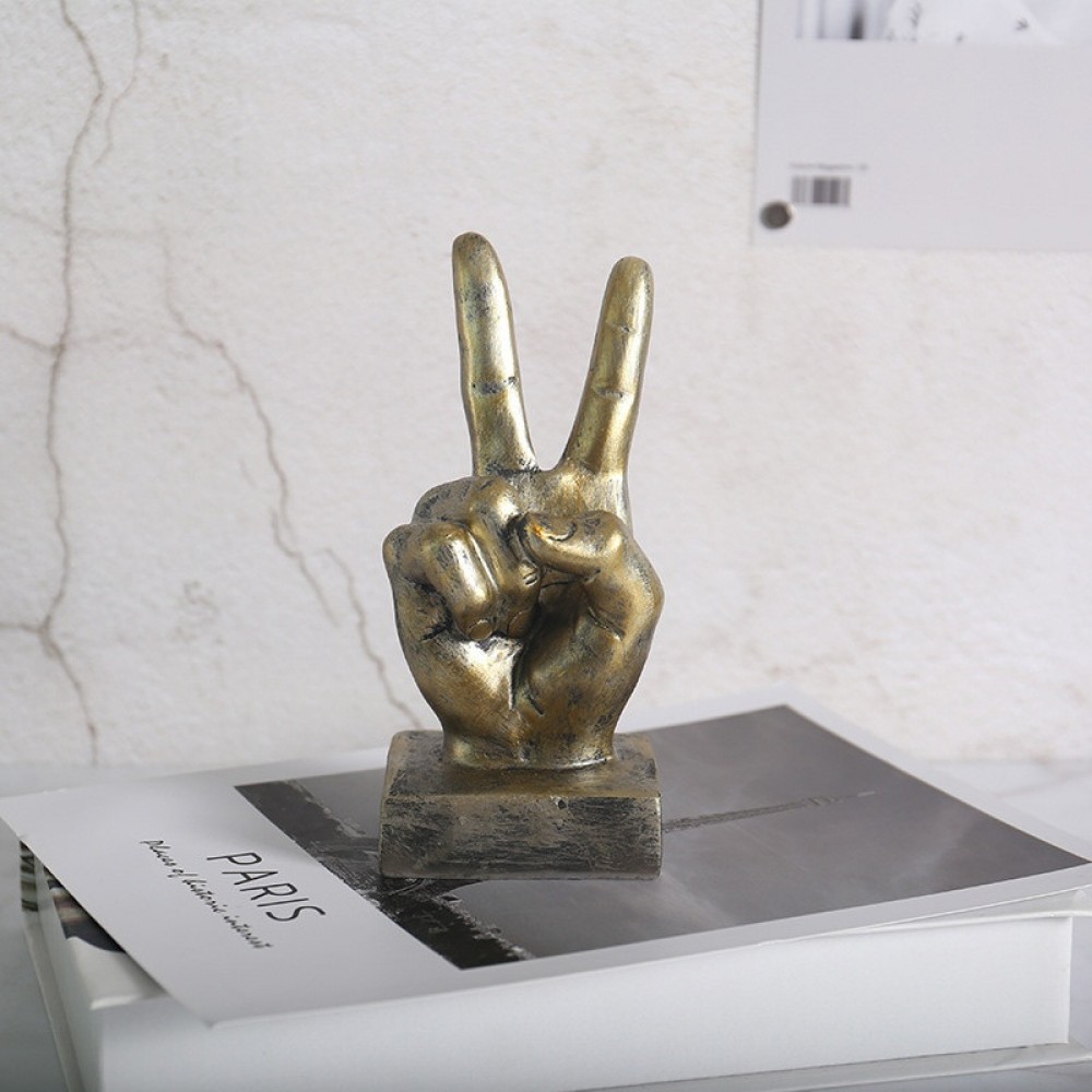 Статуетка жесту «перемога» мідна для дому, мідний, 7,5 × 6 × 17 см