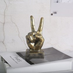 Статуетка жесту «перемога» мідна для дому, мідний, 7,5 × 6 × 17 см