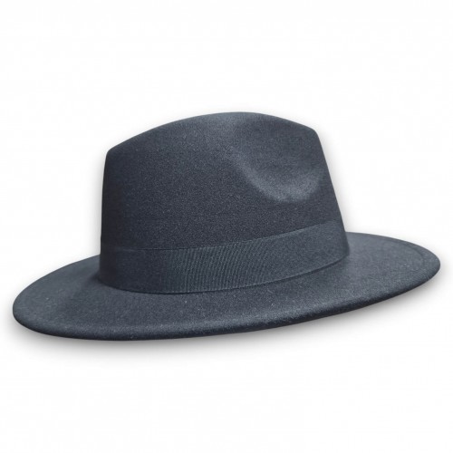 Чорний капелюх-федора з широкими полями та бантом, унісекс, 56–58 см