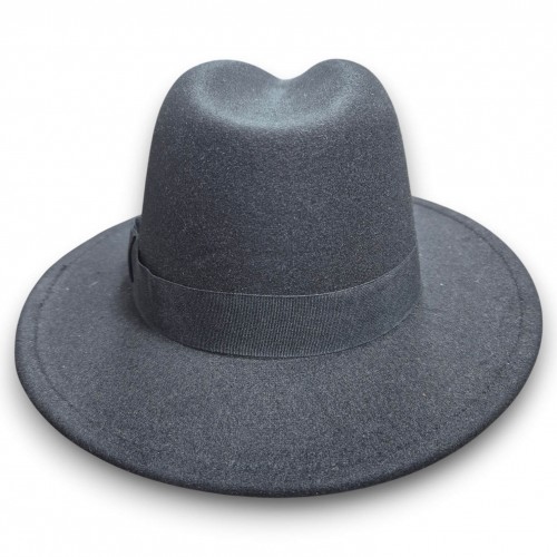 Чорний капелюх-федора з широкими полями та бантом, унісекс, 56–58 см