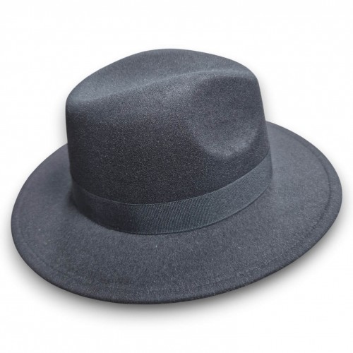 Чорний капелюх-федора з широкими полями та бантом, унісекс, 56–58 см