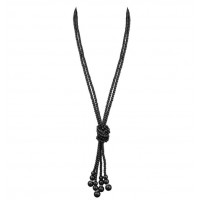 Черное стеклянное ожерелье с узлом и кисточками для гангстерской вечеринки (2 нити, 150 см)