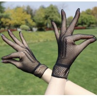 Черные перчатки-сеточка без кружева для вечеринок