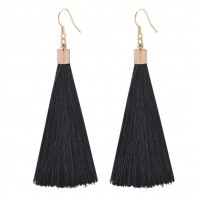 Чорні сережки-кисті з золотистою фурнітурою для гангстерської вечірки Чорні сережки-кисті з золотистою фурнітурою для гангстерської вечірки