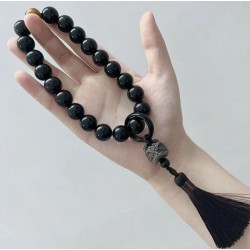 Чотки-браслет на руку з намистинами під чорний онікс «Лев-охоронець», 16 мм