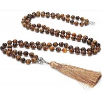 Чётки из натурального тигрового глаза 108 бусин, 8 мм, с кистью