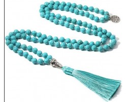 Чотки з натуральної бірюзи 108 намистин, 8 мм, з китицею