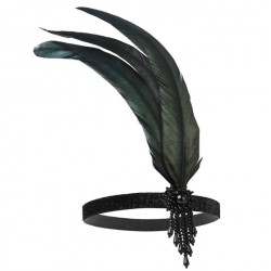 Черная повязка в стиле Гэтсби с перьями