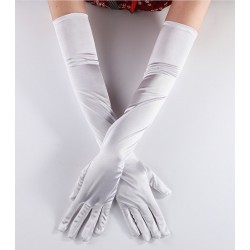 Довгі атласні рукавички білі 52 см для вечірки та весілля Довгі атласні рукавички білі 52 см для вечірки та весілля
