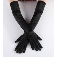 Довгі атласні рукавички чорні 52 см для вечірки та карнавалу Довгі атласні рукавички чорні 52 см для вечірки та карнавалу