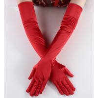 Длинные атласные перчатки красные 52 см для вечеринки в стиле Гэтсби Длинные атласные перчатки красные 52 см для вечеринки в стиле Гэтсби