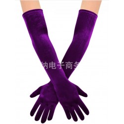 Длинные бархатные перчатки фиолетового цвета для вечеринки в стиле Гэтсби Длинные бархатные перчатки фиолетового цвета для вечеринки в стиле Гэтсби