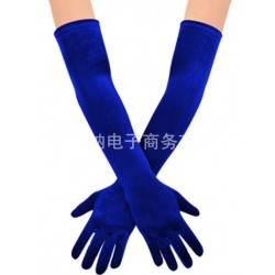 Довгі оксамитові рукавички темно-сині 53 см для гангстерської вечірки Довгі оксамитові рукавички темно-сині 53 см для гангстерської вечірки