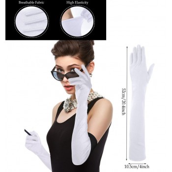 Длинные белые перчатки 1920-х, 52 см – элегантный ретро-аксессуар для вечеринки