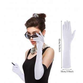 Длинные белые перчатки 42 см в стиле 1920-х для гангстерской вечеринки
