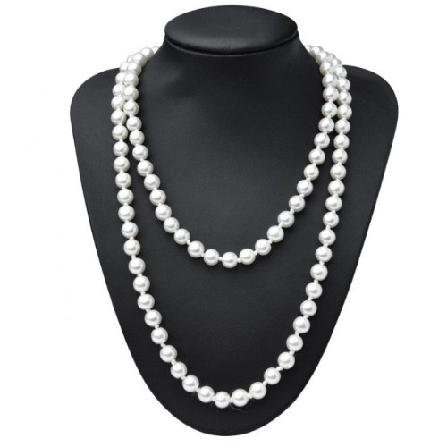 Длинные бусы из стеклянного жемчуга 150 см для вечеринки в стиле Гэтсби