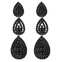 Довгі чорні сережки-краплі з камінням для гангстерської вечірки Довгі чорні сережки-краплі з камінням для гангстерської вечірки