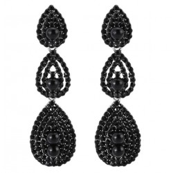 Довгі чорні сережки-краплі з камінням для гангстерської вечірки Довгі чорні сережки-краплі з камінням для гангстерської вечірки