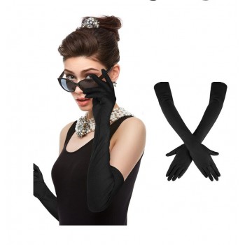 Длинные перчатки 1920-х, черные, 52 см – стиль для гангстерской вечеринки