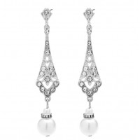 Длинные серьги с жемчужной подвеской в стиле ар-деко для гангстерской вечеринки