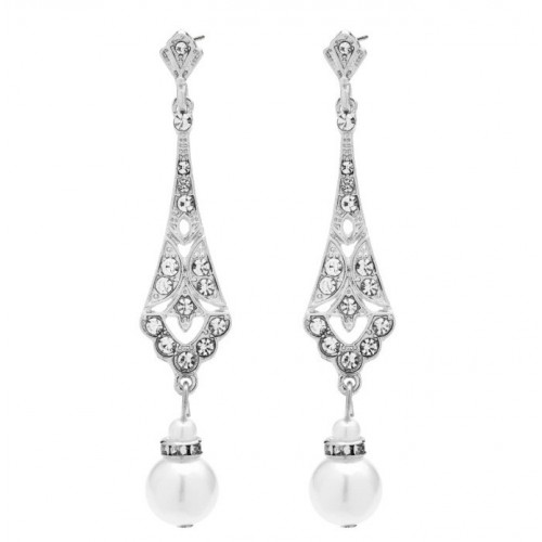 Длинные серьги с жемчужной подвеской в стиле ар-деко для гангстерской вечеринки