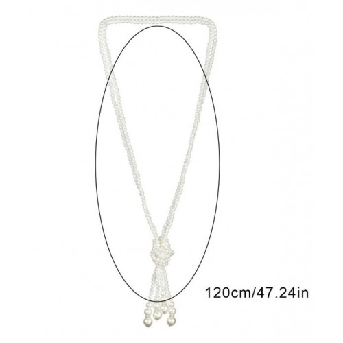 Длинные жемчужные бусы 120 см с узлом для вечеринки в стиле Гэтсби Длинные жемчужные бусы 120 см с узлом для вечеринки в стиле Гэтсби