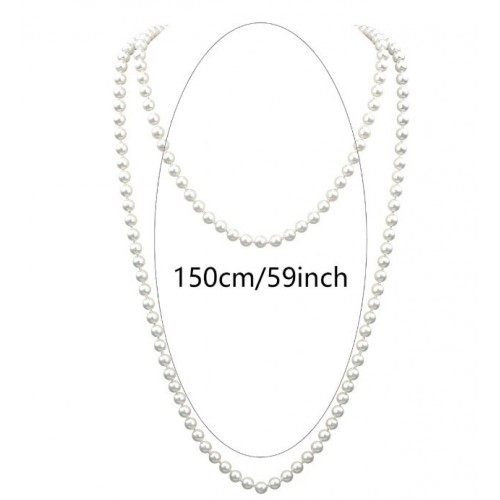 Длинные жемчужные бусы 150 см для гангстерской вечеринки