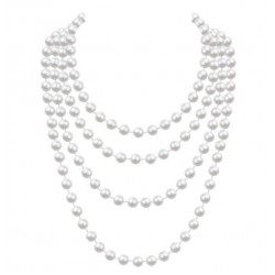 Довге перлове намисто 180 см для гангстерської вечірки Довге перлове намисто 180 см для гангстерської вечірки