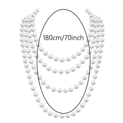 Довге перлове намисто 180 см для гангстерської вечірки Довге перлове намисто 180 см для гангстерської вечірки