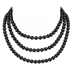 Гангстерські чорні намиста зі скляних перлин 150 см