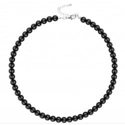 Гангстерские чёрные бусы из стеклянного жемчуга 42 см с удлинителем