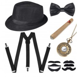 Гангстерський набір аксесуарів у стилі 1920-х, капелюх і підтяжки для вечірки