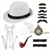 Гангстерский набор для мужчины в белом цвете (8 предметов) Гангстерский набор для мужчины в белом цвете (8 предметов)